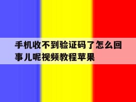 手机收不到验证码了怎么回事儿呢视频教程苹果的简单介绍