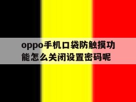 关于oppo手机口袋防触摸功能怎么关闭设置密码呢的信息