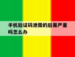 手机验证码泄露的后果严重吗怎么办