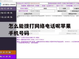 怎么能拨打网络电话呢苹果手机号码