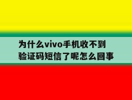 为什么vivo手机收不到验证码短信了呢怎么回事