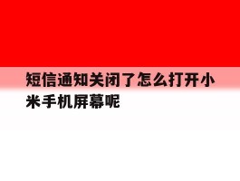 关于短信通知关闭了怎么打开小米手机屏幕呢的信息