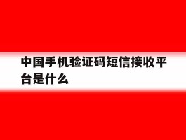 中国手机验证码短信接收平台是什么