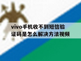 包含vivo手机收不到短信验证码是怎么解决方法视频的词条