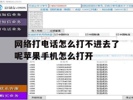 网络打电话怎么打不进去了呢苹果手机怎么打开的简单介绍