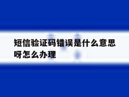 短信验证码错误是什么意思呀怎么办理