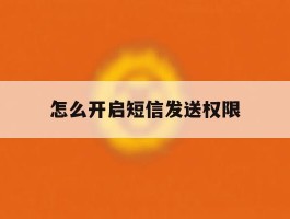 怎么开启短信发送权限