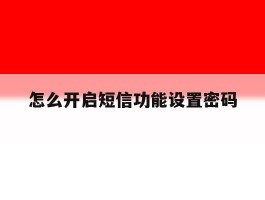 怎么开启短信功能设置密码