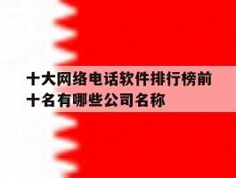 十大网络电话软件排行榜前十名有哪些公司名称的简单介绍
