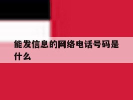 能发信息的网络电话号码是什么