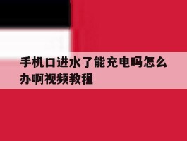手机口进水了能充电吗怎么办啊视频教程