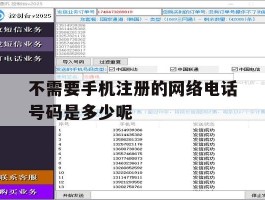 不需要手机注册的网络电话号码是多少呢