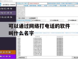 可以通过网络打电话的软件叫什么名字
