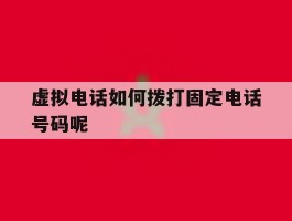 虚拟电话如何拨打固定电话号码呢