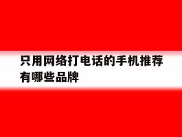 只用网络打电话的手机推荐有哪些品牌的简单介绍