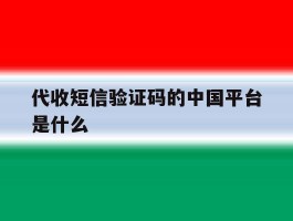 代收短信验证码的中国平台是什么