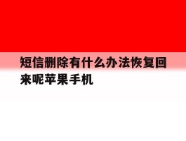 短信删除有什么办法恢复回来呢苹果手机