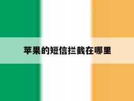 苹果的短信拦截在哪里