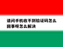 请问手机收不到验证码怎么回事呀怎么解决