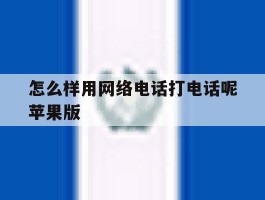 怎么样用网络电话打电话呢苹果版