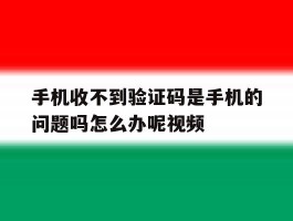 手机收不到验证码是手机的问题吗怎么办呢视频的简单介绍