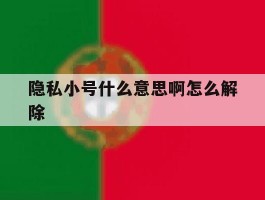 隐私小号什么意思啊怎么解除