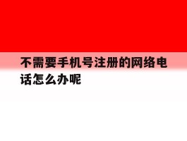 不需要手机号注册的网络电话怎么办呢