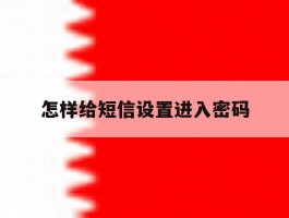 怎样给短信设置进入密码