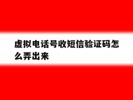 虚拟电话号收短信验证码怎么弄出来
