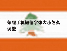 荣耀手机短信字体大小怎么调整