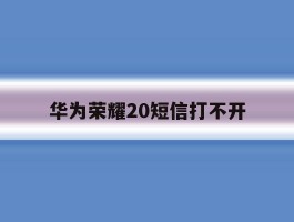 华为荣耀20短信打不开