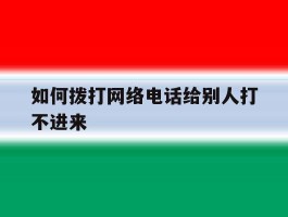 如何拨打网络电话给别人打不进来
