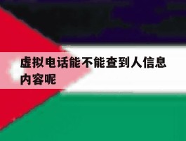 虚拟电话能不能查到人信息内容呢的简单介绍