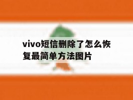 关于vivo短信删除了怎么恢复最简单方法图片的信息