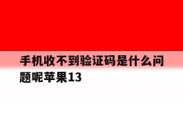 手机收不到验证码是什么问题呢苹果13