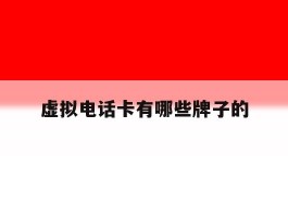 虚拟电话卡有哪些牌子的