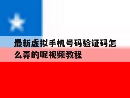 最新虚拟手机号码验证码怎么弄的呢视频教程