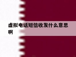 虚拟电话短信收发什么意思啊