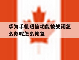 华为手机短信功能被关闭怎么办呢怎么恢复