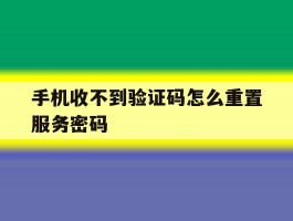 手机收不到验证码怎么重置服务密码