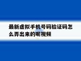 最新虚拟手机号码验证码怎么弄出来的呢视频