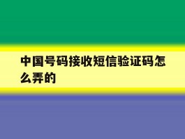 中国号码接收短信验证码怎么弄的