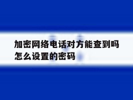 加密网络电话对方能查到吗怎么设置的密码