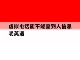 虚拟电话能不能查到人信息呢英语