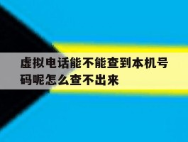 虚拟电话能不能查到本机号码呢怎么查不出来
