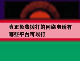 真正免费拨打的网络电话有哪些平台可以打